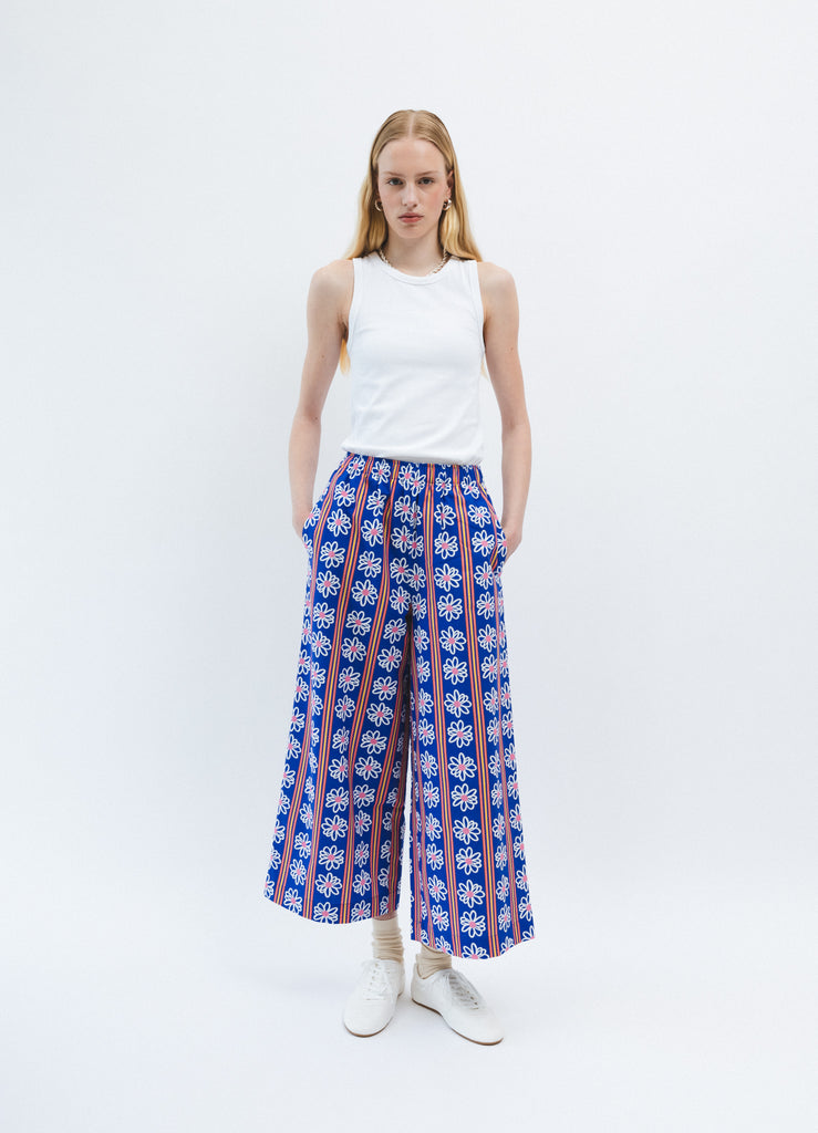 COASTAL Printed Cotton Wide Straight Trousers